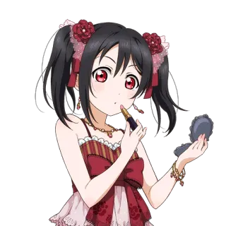 😋 2c2f39ec Nico Yazawa Love Live! อนิเมะ, ผู้หญิง, น่ารัก, ลิปสติก, แต่งหน้า, ไอดอล whatsapp sticker