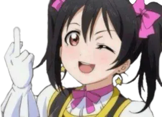 🖕 74558eb4 Anime, Fille, Doigt d'honneur, Offensant, Geste, Dessin animé, Clin d'oeil telegram sticker
