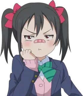 😕 eed9ff48 Nico Yazawa Love Live! animé, fille, en colère, bandage, mignon, uniforme scolaire telegram sticker