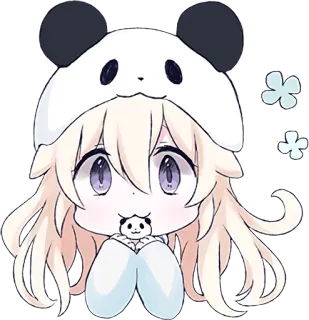 💗 08ae93f7 Аниме, Девушка, Панда, Чиби, Милый, Каваий, Наклейка, Мультфильм telegram sticker