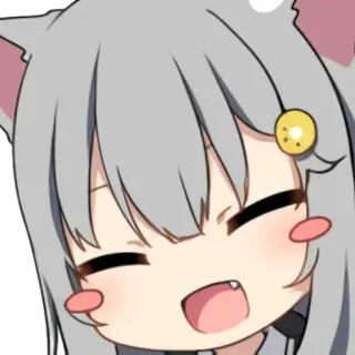 💗 6b62aa7c аниме, девушка-кошка, милый, каваий, чиби, улыбающийся, счастливый telegram sticker