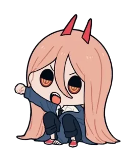 💗 f28b040e Power Chainsaw Man Аниме, Манга, Дьявол, Рога, Мультфильм telegram sticker