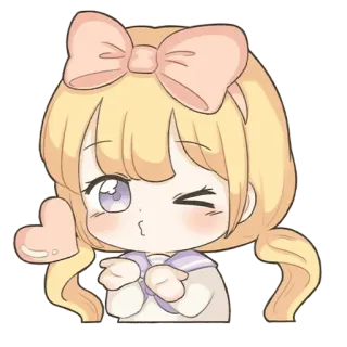 💗 0cd7ac7c cute, cartoon, girl, kawaii, heart, wink whatsapp sticker