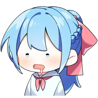 💗 28c6375e anime, chibi, cute, kawaii, manga, blue hair, girl, drool whatsapp sticker