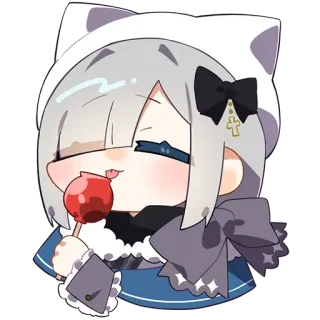 💗 dbd37c25 anime, chibi, cute, cat ears, candy apple, lollipop, sweet whatsapp sticker