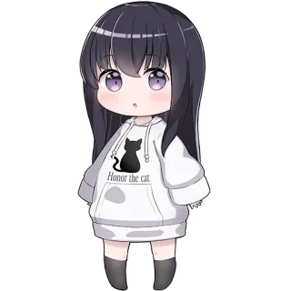 💗 e2115ba3 Honor the cat anime, chibi, cat, cute, hoodie, animal, kawaii whatsapp sticker