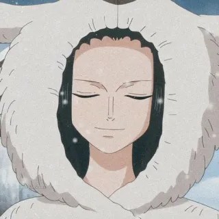 👒 a0eb795e Nico Robin One Piece อนิเมะ, นิโค โรบิน, วันพีซ, หิมะ, ฮู้ด whatsapp sticker