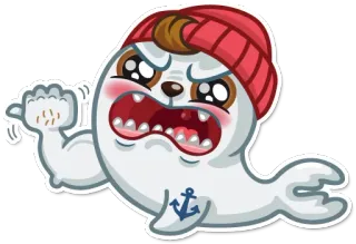 😡 9c858164 seal, cartoon, angry, animal, character, beanie telegram sticker