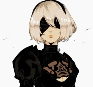 🎨 0be27744 2B Nier: Automata android, yorha, mujer, robot, anime, juego whatsapp sticker