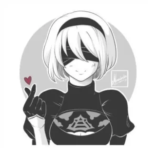 🎨 688e151e 2B Nier: Automata Anime, Robot, Videojuego, Chica, 2B, Nier whatsapp sticker
