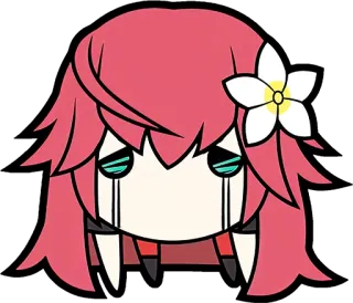 😶 9fe5c57f sticker, chibi, anime, manga, weinen, blume, rote haare whatsapp sticker