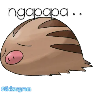 😢 be3f4034 ngapapa .. mono, animal, dibujos animados, dormilón, cerdo, pokemon telegram sticker