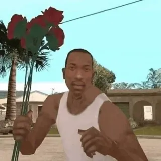 🚬 2708442c CJ Grand Theft Auto: San Andreas gta, cj, blumen, rosen, spiel, san andreas telegram sticker