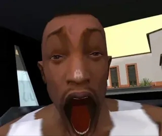 🤯 3568fa87 CJ Grand Theft Auto: San Andreas CJ, Grand Theft Auto, San Andreas, วิดีโอเกม, มีม, ตลก, ตัวละคร, สีหน้า telegram sticker