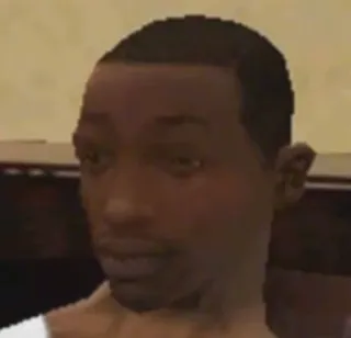 🤨 b3bca4e9 CJ Grand Theft Auto: San Andreas CJ, Grand Theft Auto, San Andreas, Видеоигра, Персонаж, Портрет telegram sticker