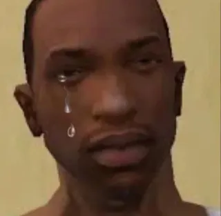 😢 7c0f23fd CJ Grand Theft Auto: San Andreas CJ, Grand Theft Auto, GTA, San Andreas, gra, płacz telegram sticker