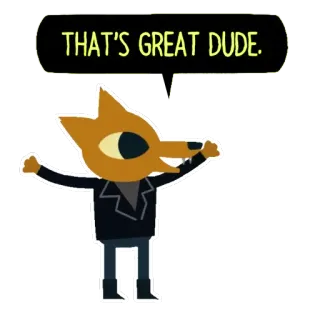 😊 f5cecbb3 THAT'S GREAT DUDE. animal, renard, dessin animé, citation, positif telegram sticker