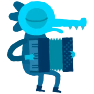 🪗 03f38189 antropomorfo, alligatore, musica, fisarmonica, blu, cartone animato, personaggio telegram sticker