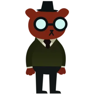 😎 3dc15164 orso, occhiali, cartone animato, personaggio, formale telegram sticker