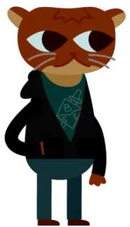 🐱 c0c33d58 Mae Borowski Night in the Woods gatto, antro, antropomorfo, cartone animato, videogioco, gioco indie, Night in the Woods telegram sticker