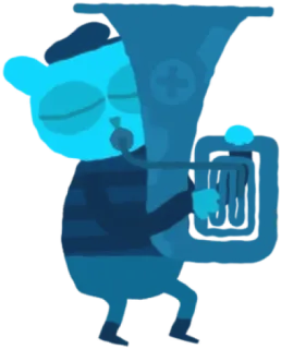 🎺 cdc11304 orso, tuba, musica, strumento, cartone animato, blu telegram sticker