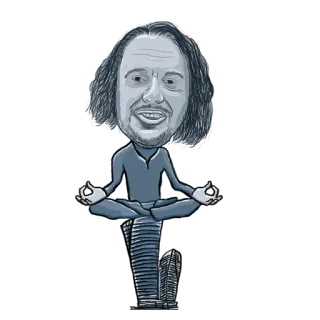 🏗 12a60018 การทำสมาธิ, โยคะ, การลอยตัว, ภาพล้อเลียน, อาคาร, เงียบสงบ whatsapp sticker