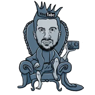 👑 534adc02 You Tube youtube, มงกุฎ, การ์ตูน, คน, บัลลังก์ whatsapp sticker