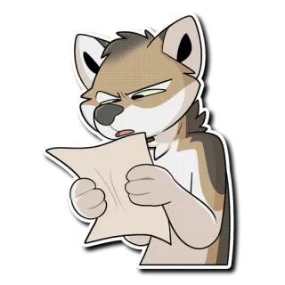 😠 24439cbb Furry, Dier, Lezen, Sticker, Hond, Cartoon telegram sticker