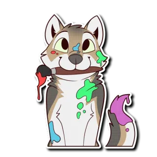 🎨 97064e3e sticker, hond, verf, harig, cartoon telegram sticker