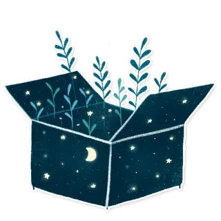 😖 3fec34c3 상자, 별, 달, 식물, 밤, 정원 telegram sticker