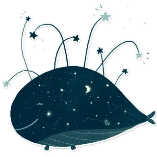 🤗 4e7a3bfa 고래, 별, 달, 밤, 하늘, 별자리, 귀여운 telegram sticker