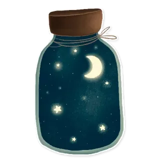 😷 91f5c487 병, 별, 달, 하늘, 밤, 천체, 우주 telegram sticker