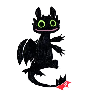 👋 1dba1dbb Toothless How to Train Your Dragon дракон, мультфильм, животное, милый, чёрный, ночная фурия telegram sticker