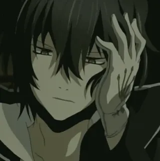 🕷 7de90bef аниме, персонаж, чёрные волосы, мрачный, задумчивый telegram sticker