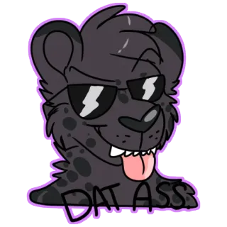 🍑 4391a070 DAT ASS животное, мультфильм, пантера, солнцезащитные очки, оскорбительный telegram sticker