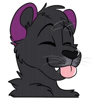 😝 6c60bf40 животное, мультфильм, чёрная пантера, язык, счастливый, пушистый telegram sticker