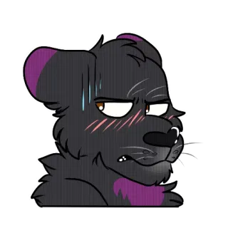 😖 a178da47 Антро, Мультик, Животное, Черный, Фиолетовый, Встревоженный, Фурри telegram sticker