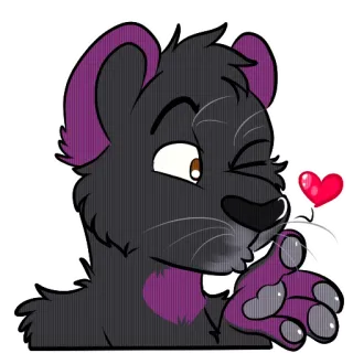 💜 c623af54 Антро, Животное, Фурри, Любовь, Сердце, Поцелуй, Милый telegram sticker
