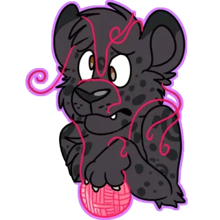 ⁉ cea1ad53 ягуар, пряжа, мультик, животное, наклейка, милый, кот, кошачий telegram sticker