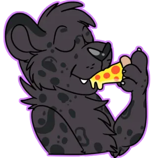 🍕 d2df61ae животное, пушистый, мультфильм, леопард, пицца, еда, ест telegram sticker
