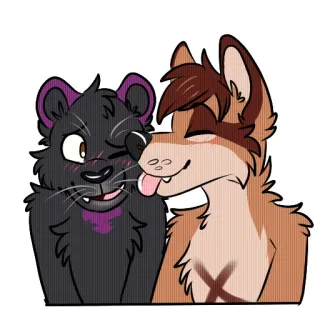 💕 ddc662ab Фурри, Животное, Поцелуй, Лизать, Мультфильм, Нежность, Романтика telegram sticker