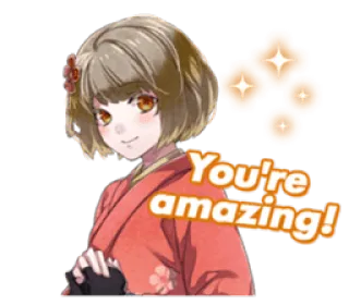 ✨ 27ffdcee You're amazing! anime girl, kimono, cute, sparkles, encouragement telegram sticker