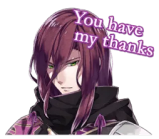 🙂 6689d965 You have my thanks thanks, anime, character, manga, purple hair, green eyes telegram sticker
