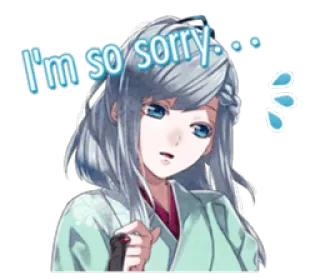 ☹ 8467221b I'm so sorry. apology, sorry, anime, character, expression telegram sticker