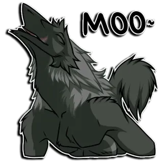 🐮 d36b9a31 MOO~ 늑대, 만화, 동물, 웃긴, 음메, 개, 털 telegram sticker