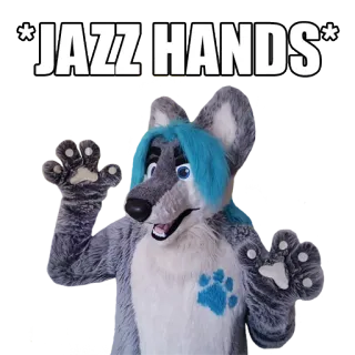 👐 bf65bc03 JAZZ HANDS แจ๊สมือ, เฟอร์รี่, มานุษยรูปนิยม, หมาป่า, สีหน้า, มีม telegram sticker