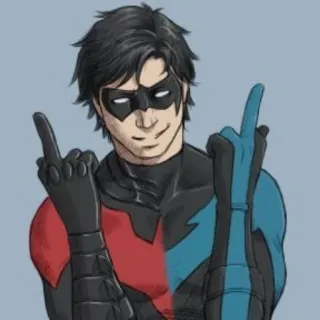 ♟ 160c8549 Nightwing Найтвинг, DC Comics, Супергерой, Средний палец whatsapp sticker