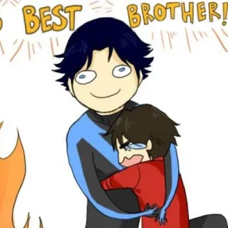 ♟ 677a3b87 BEST BROTHER! братья, объятия, семья, мультфильм whatsapp sticker