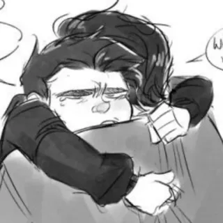 ♟ e34b7855 Why are you hugging объятие, эскиз, мультфильм, эмоции, утешение whatsapp sticker