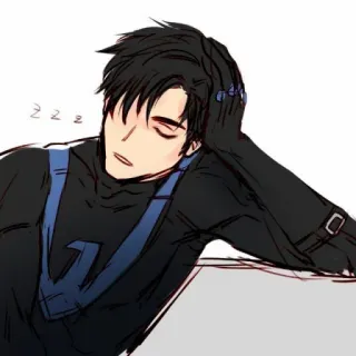 ♟ fdab39f5 Nightwing zzz Найтвинг, DC Comics, Супергерой, Спит, Мультфильм whatsapp sticker